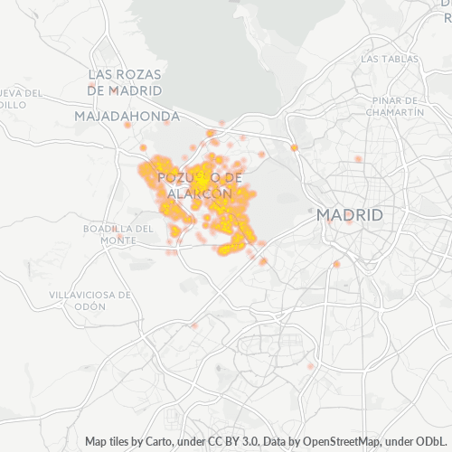 28223 Mapa de calor de densidad empresarial