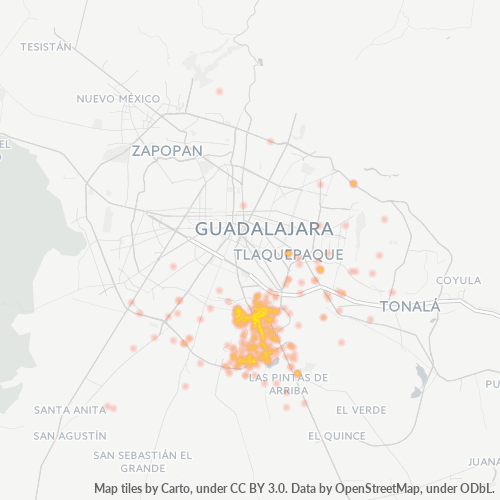 45590 Mapa de calor de densidad empresarial