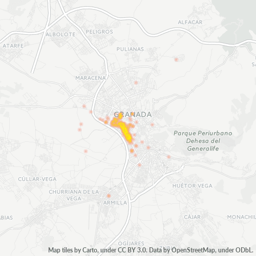 Mapa de calor para código postal 18003