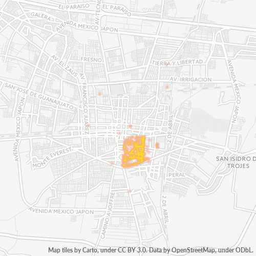 38079 Mapa de calor de densidad empresarial