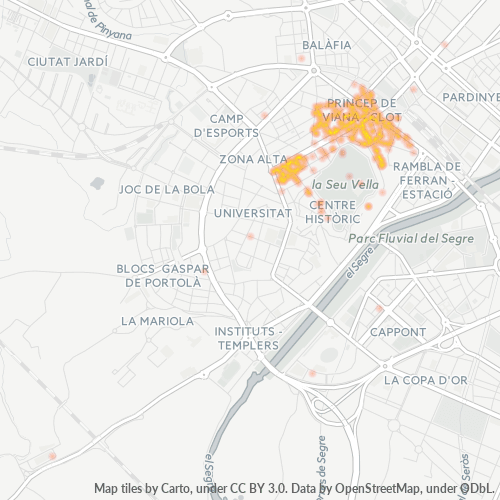 Mapa de calor para código postal 25004