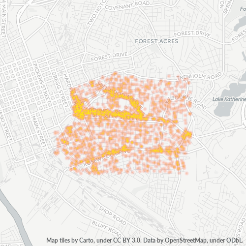 29205 Business Density Heatmap