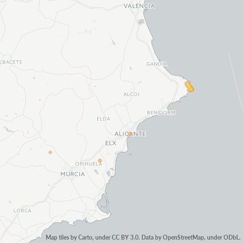Mapa de calor para código postal 03738