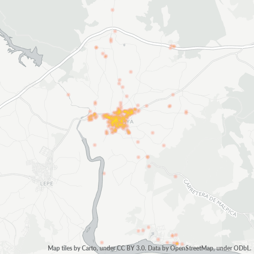 Mapa de calor para código postal 21450