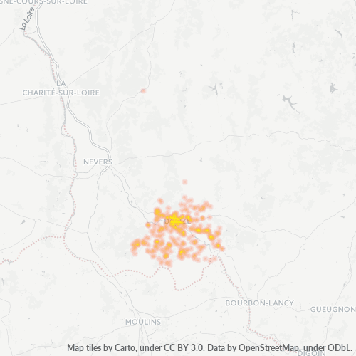 Carte de chaleur pour code postal 58300