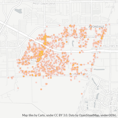 77053 Business Density Heatmap