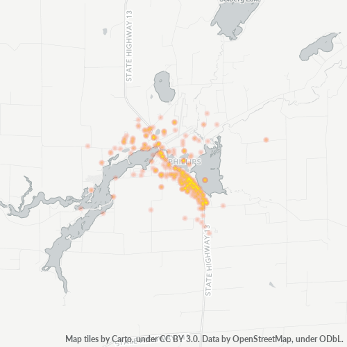 54555 Business Density Heatmap