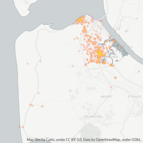 Carte de chaleur pour code postal 17390