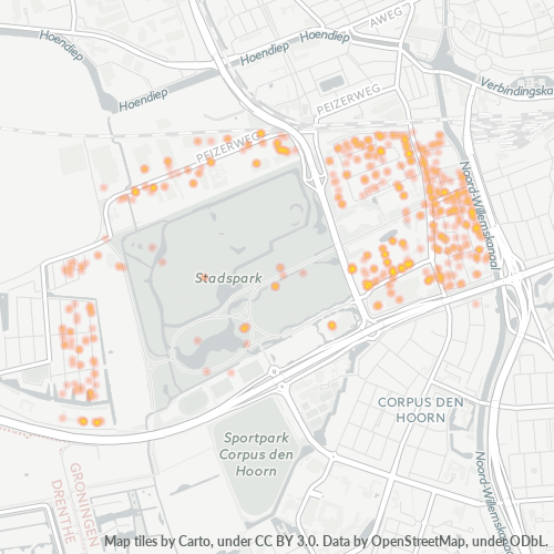 Heatmap voor postcode 9727