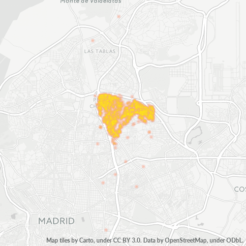 28033 Mapa de calor de densidad empresarial