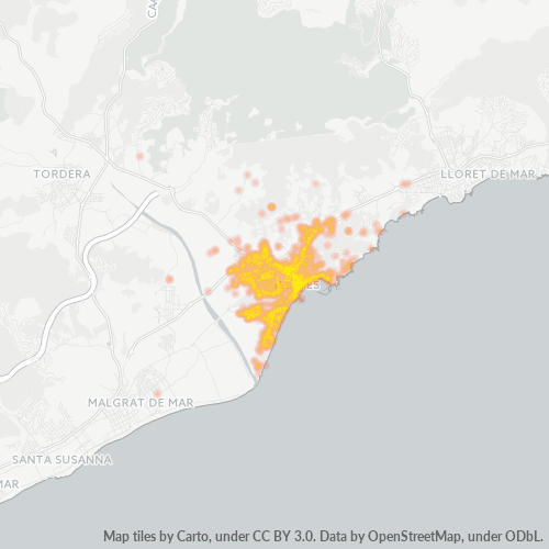 Mapa de calor para código postal 17300