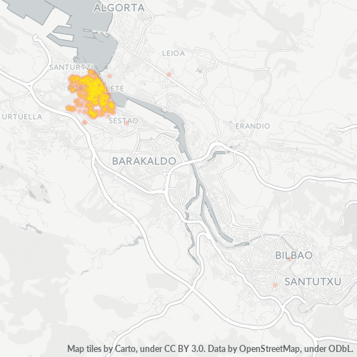 Mapa de calor para código postal 48920