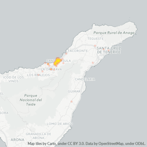 Mapa de calor para código postal 38390