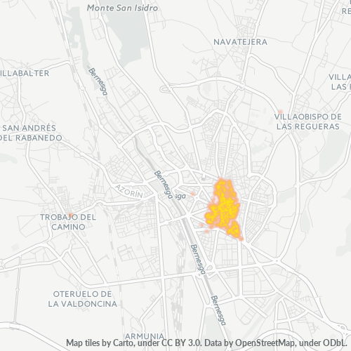 Mapa de calor para código postal 24003