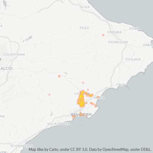 Mapa de calor para código postal 03530