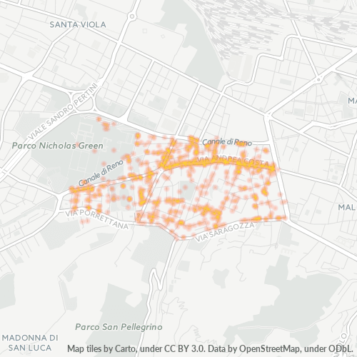 40134 Mappa di concentrazione per la densità di aziende