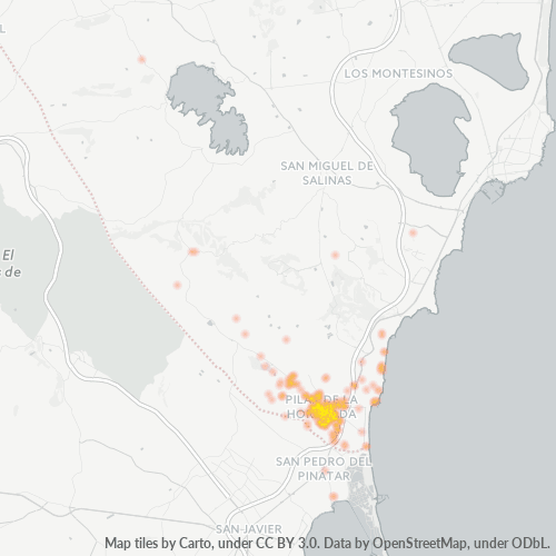 Mapa de calor para código postal 03190