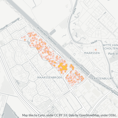 Heatmap voor postcode 3605