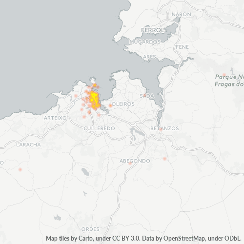 Mapa de calor para código postal 15009
