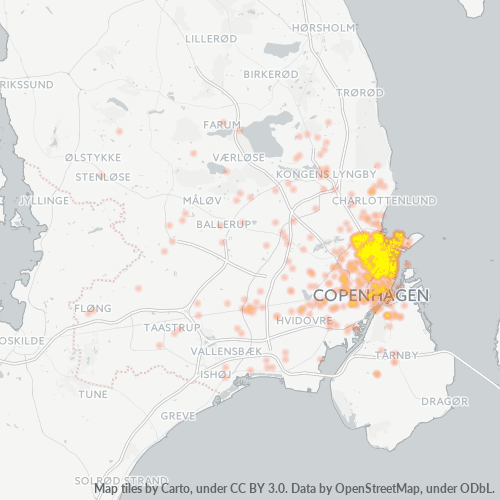 2100 Heatmap over forretningstæthed