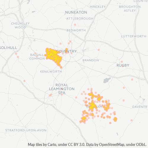 Heatmap for postal code CV4