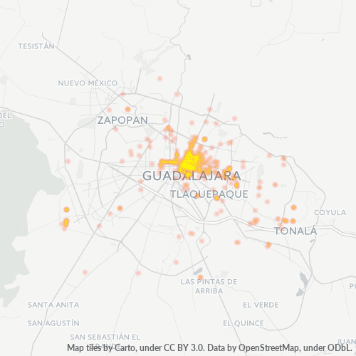 44360 Mapa de calor de densidad empresarial