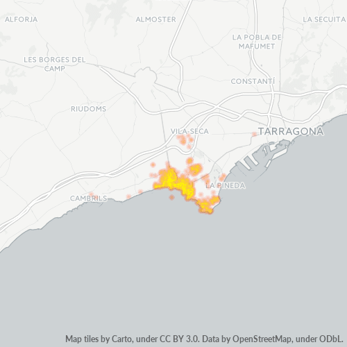 Mapa de calor para código postal 43840