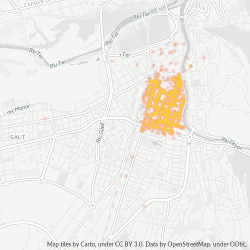 Mapa de calor para código postal 17002
