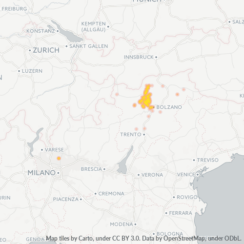 Mappa di calore per cap 39010