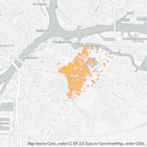 Heatmap voor postcode 3312
