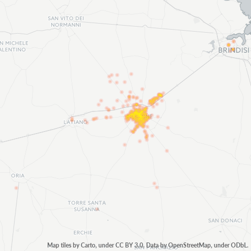 72023 Mappa di concentrazione per la densità di aziende