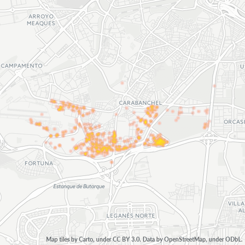 Mapa de calor para código postal 28054