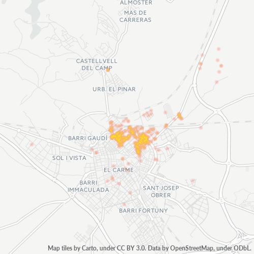 Mapa de calor para código postal 43203