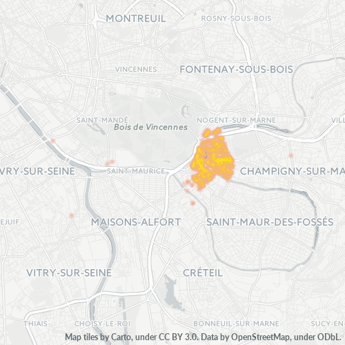 Carte de chaleur pour code postal 94340