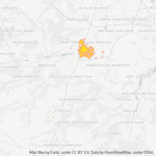 Carte de chaleur pour code postal 91290
