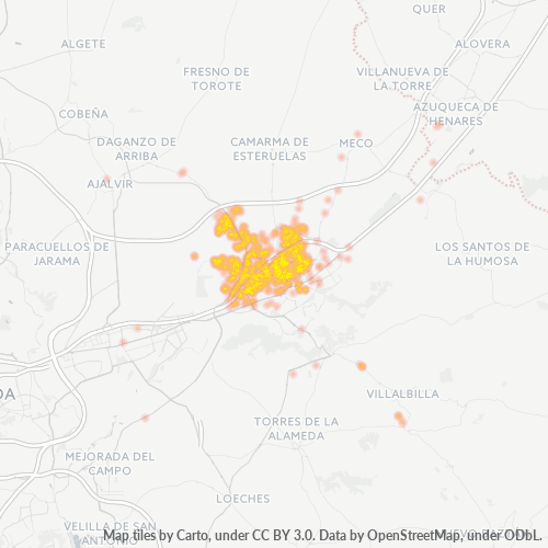 Mapa de calor para código postal 28806