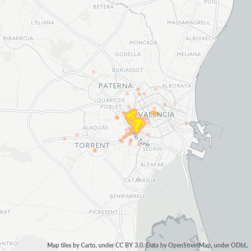 Mapa de calor para código postal 46014