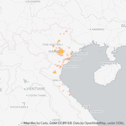 330000 Biểu đồ thang màu thể hiện Mật độ Doanh nghiệp