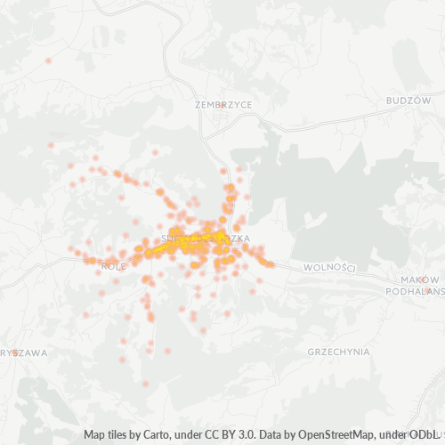 34-200 Mapa intensywności działalności gospodarczej