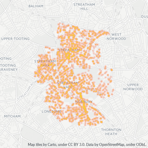 SW16 Business Density Heatmap
