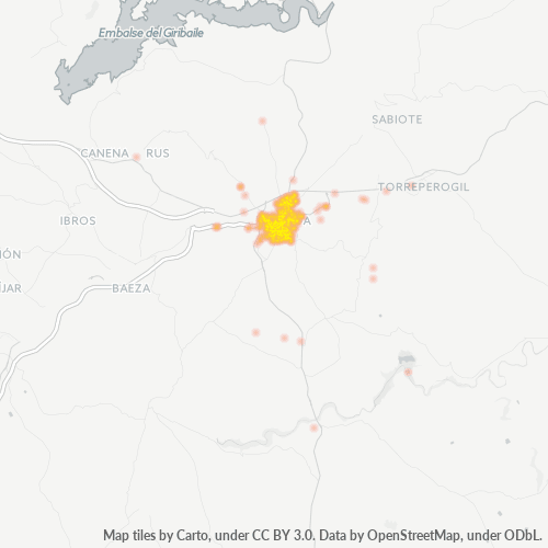 Mapa de calor para código postal 23400