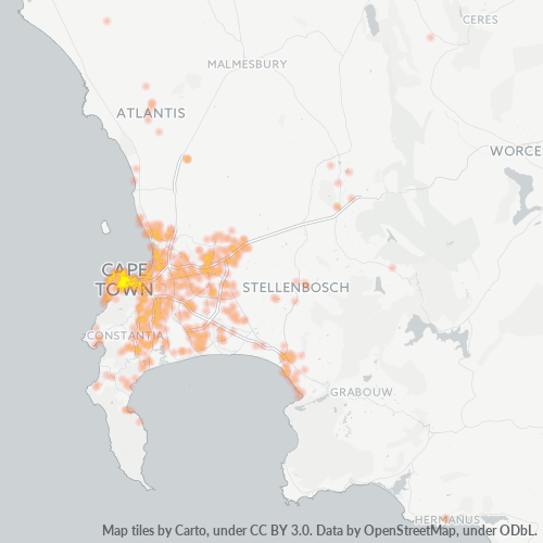 8000 Hittekaart vir Besigheidsdigtheid