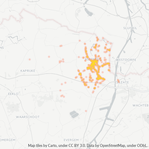 Heatmap voor postcode 9960