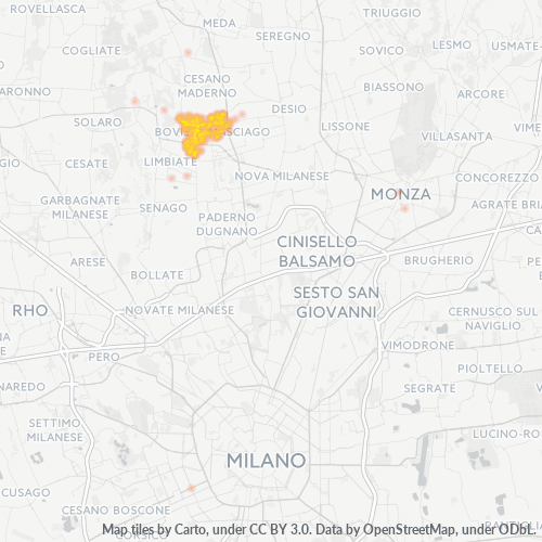 20813 Mappa di concentrazione per la densità di aziende