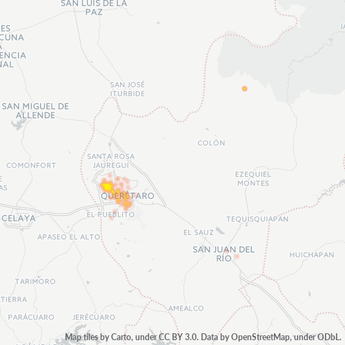 76116 Mapa de calor de densidad empresarial