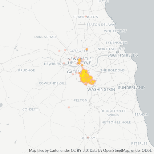 NE9 Business Density Heatmap