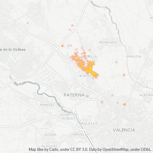 Mapa de calor para código postal 46110