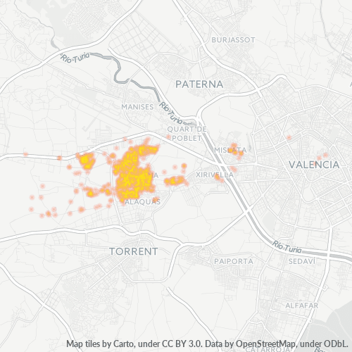 46960 Mapa de calor de densidad empresarial