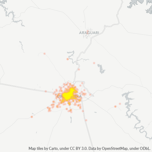 38400-000 Mapa de calor de densidad empresarial