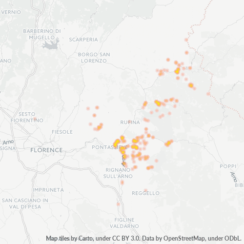 50060 Mappa di concentrazione per la densità di aziende